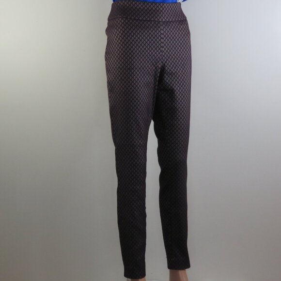 Apt 9 Women's Shiny Purple Floral Brynn Pull-On Pants Size 12 (C1326) - Picture 3 of 7